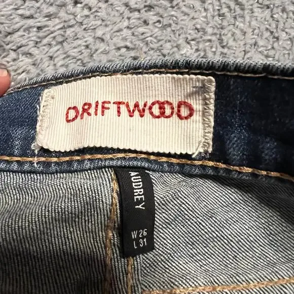 DRIFTWOOD Jeans Womens 26 Distressed Stretch Audrey Embroidered Boho Cottagecore - Picture 5 of 10